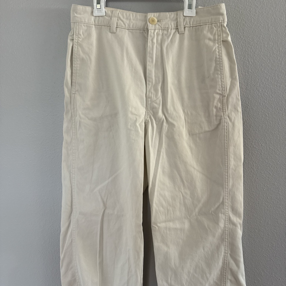 white baggy dad/ straight leg pants